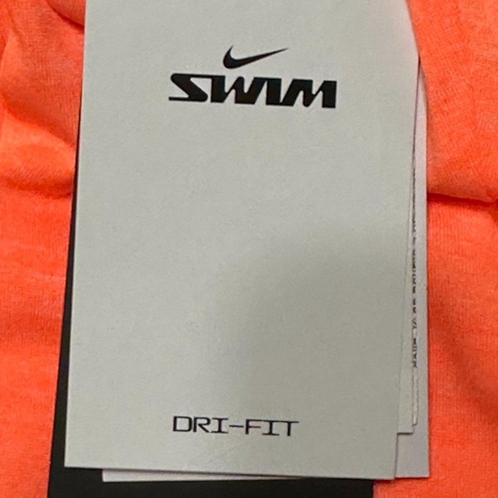 Nike Swim Mens Bright Orange Mango Dri-Fit UPF 40+ Long Sleeve Gym Shirt Med - Picture 8 of 9